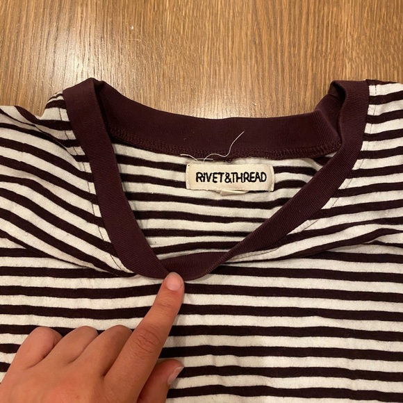 Striped Maroon and White Crop Top - Picture 4 of 5